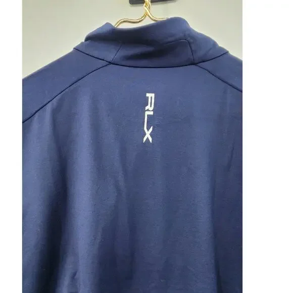 New NWT RLX Ralph Lauren Navy Light Blue Golf 1/4 Zip Micro Fleece Lined XL